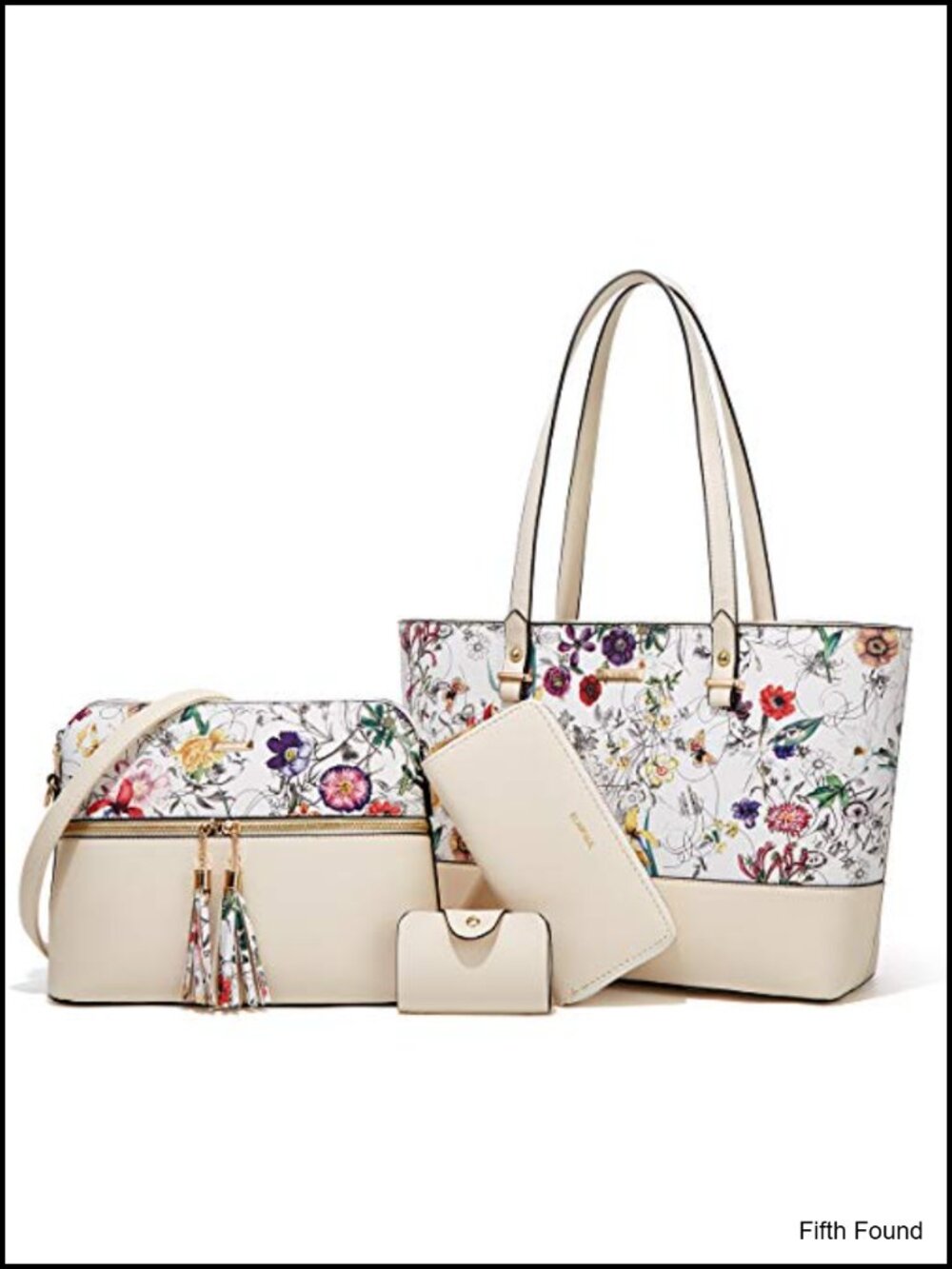 Synthetic Leather Satchel Tote Bag Wallet Set Top Handle Shoulder Purse